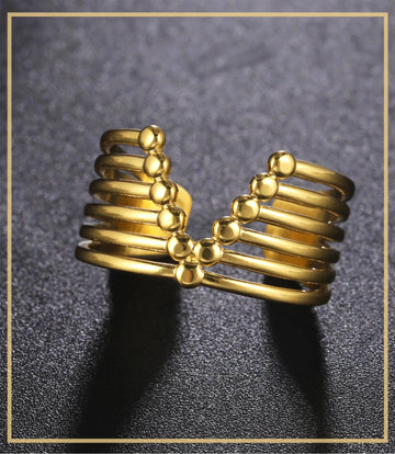 DAIIIBABYYY  -  V Shape Rings for Women Stainless Steel Gold Color Wide Open Finger Ring  Hiphop Party Jewelry Valentine's Day Gift